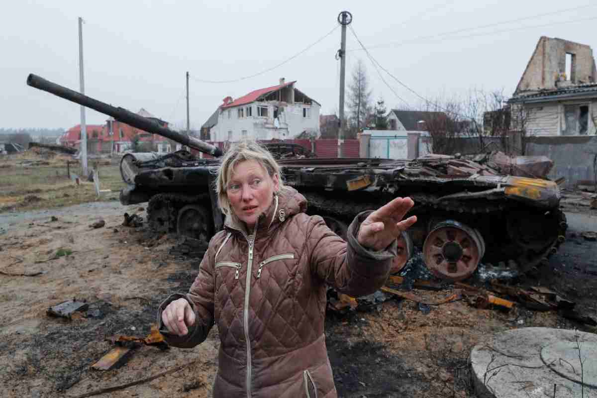 Una donna durante la guerra in Ucraina