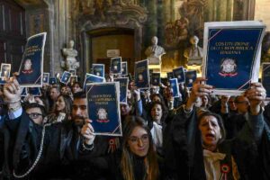 La protesta dei magistrati a Napoli